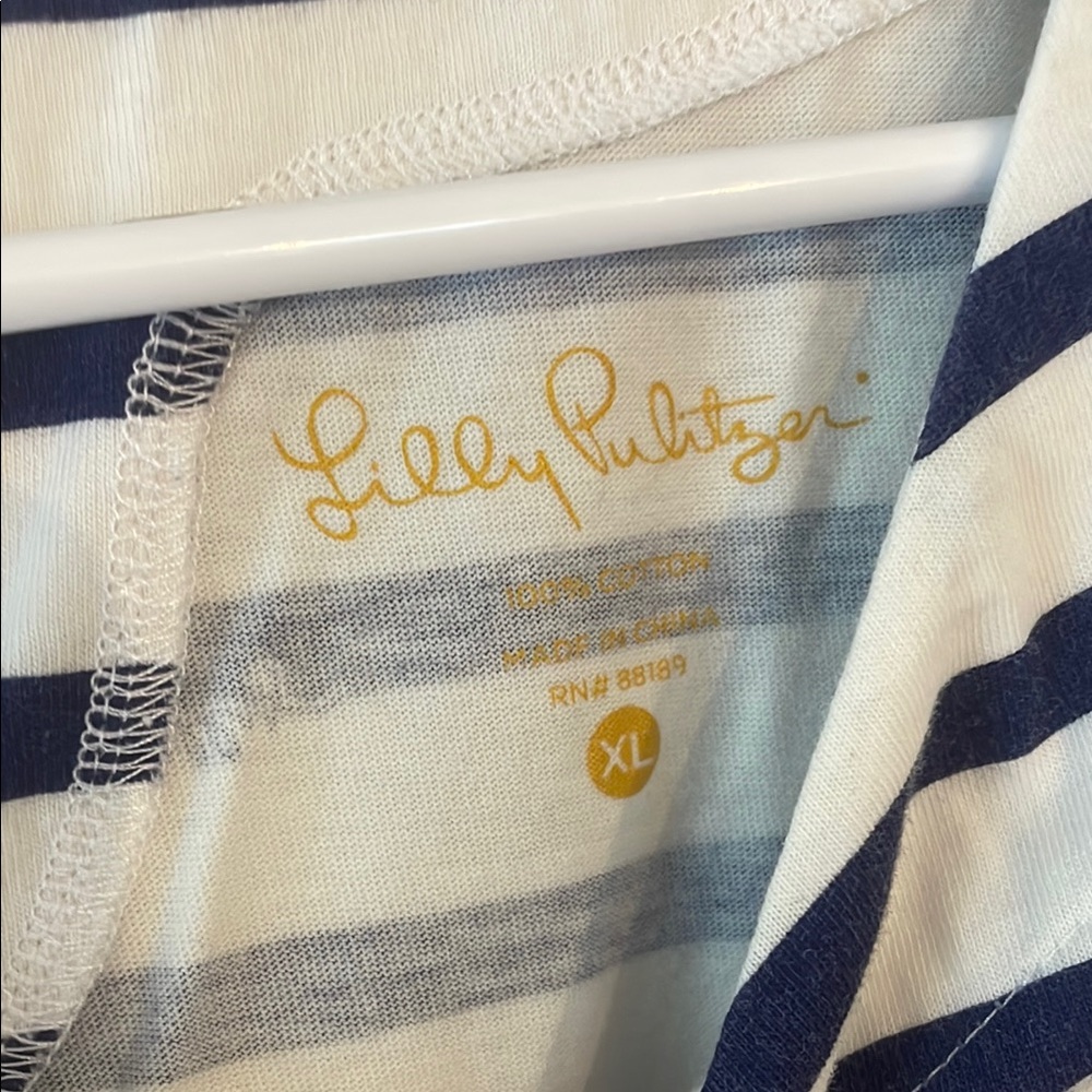 Navy and White Striped Women's Top - Picture 5 of 8